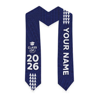 Custom Hawaii Graduation Stole Kakau Pattern Blue Version LT05 - Polynesian Pride