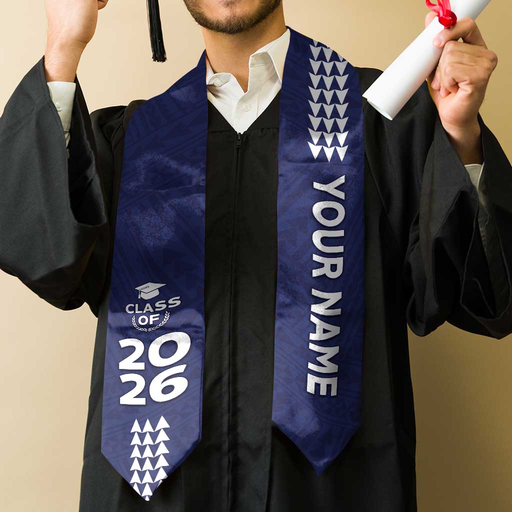 Custom Hawaii Graduation Stole Kakau Pattern Blue Version LT05 - Polynesian Pride