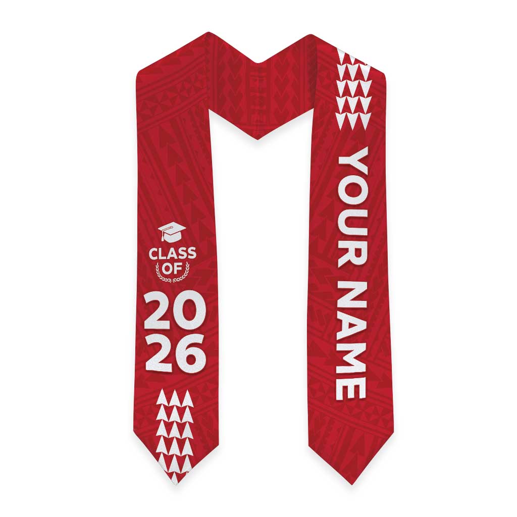 Custom Hawaii Graduation Stole Kakau Pattern Red Version LT05 - Polynesian Pride