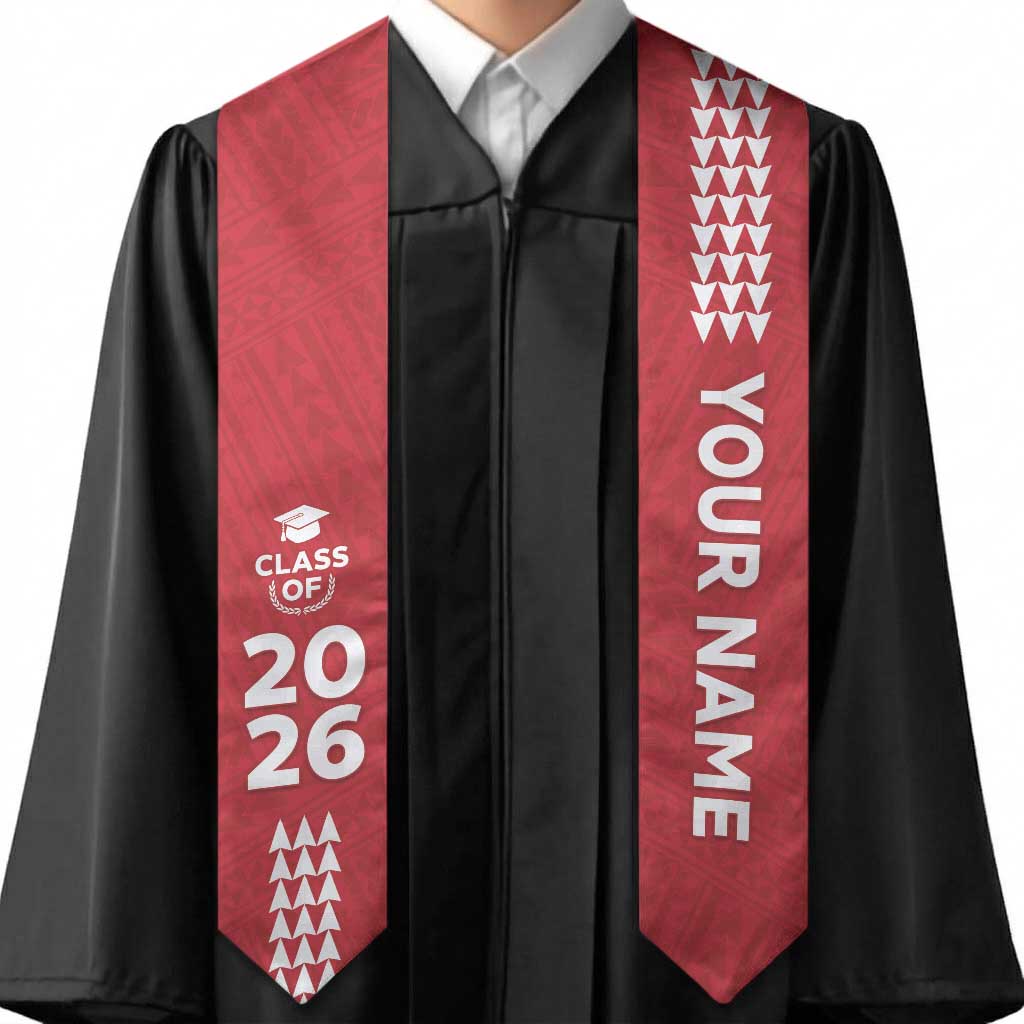 Custom Hawaii Graduation Stole Kakau Pattern Red Version LT05 - Polynesian Pride
