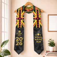 Custom Hawaii Graduation Stole Kakau Pattern With Leis LT05 One Size Black - Polynesian Pride