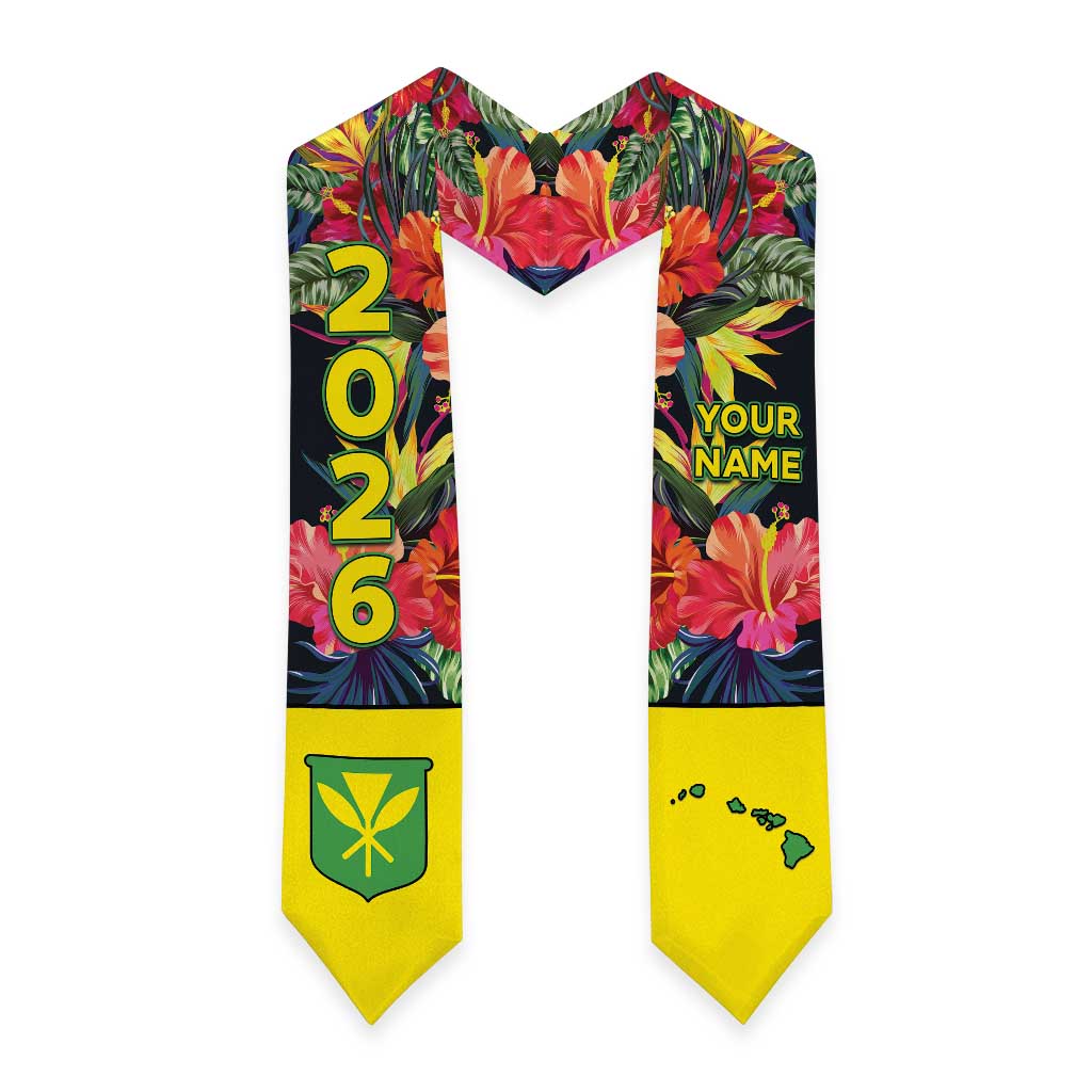 Custom Hawaii Graduation Stole Tropical Flowers LT05 - Polynesian Pride