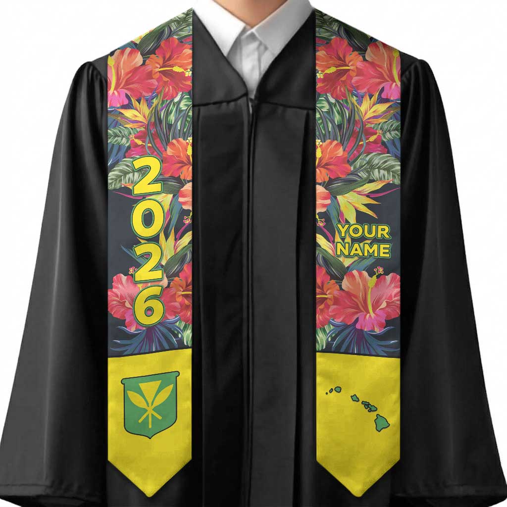 Custom Hawaii Graduation Stole Tropical Flowers LT05 - Polynesian Pride