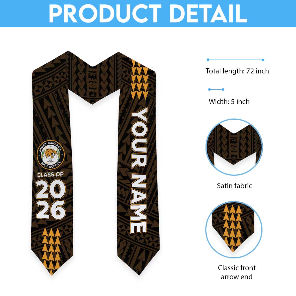 Custom Hawaii James Campbell High School Graduation Stole Kakau Pattern LT05 - Polynesian Pride