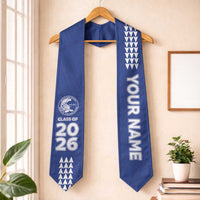 Custom Hawaii Kailua High School Graduation Stole Kakau Pattern LT05 One Size Blue - Polynesian Pride