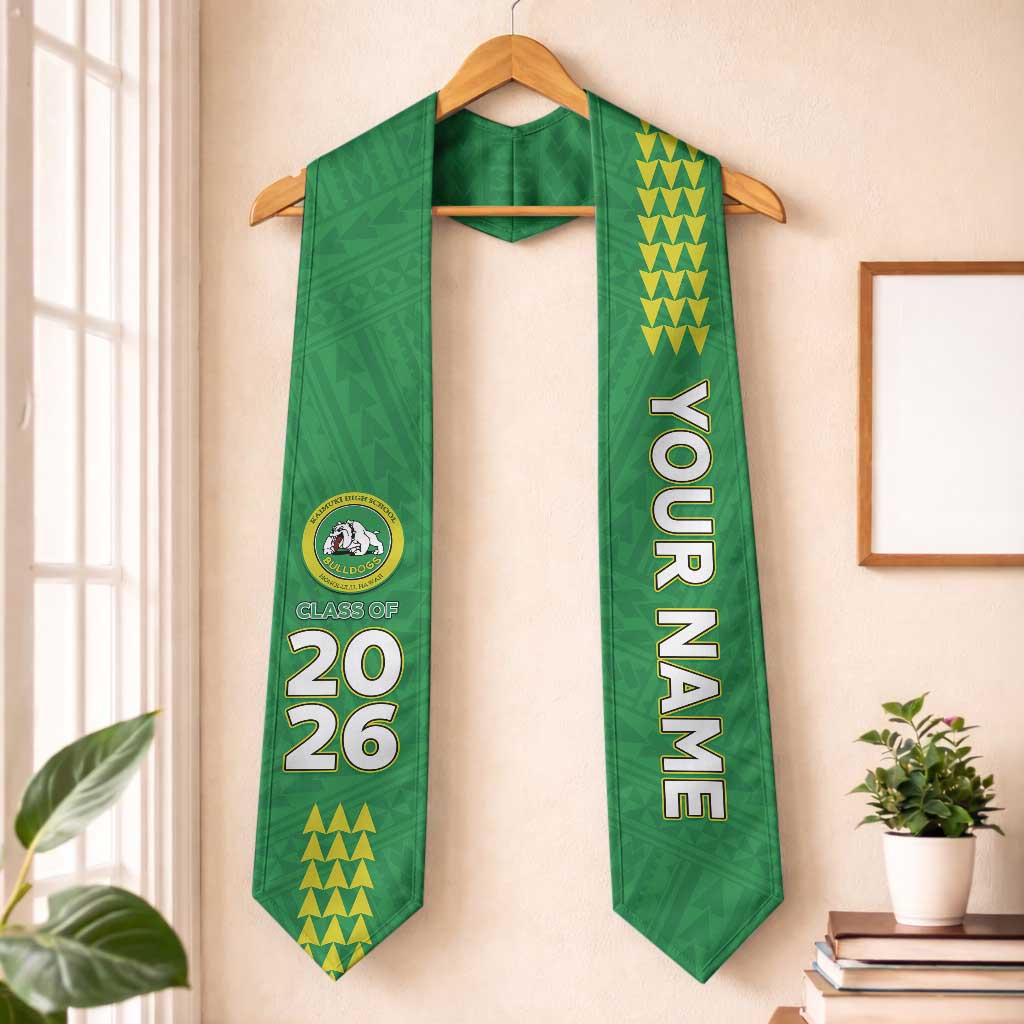 Custom Hawaii Kaimuki High School Graduation Stole Kakau Pattern LT05 One Size Green - Polynesian Pride
