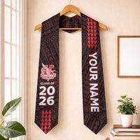 Custom Hawaii Kalani High School Graduation Stole Kakau Pattern LT05 One Size Red - Polynesian Pride