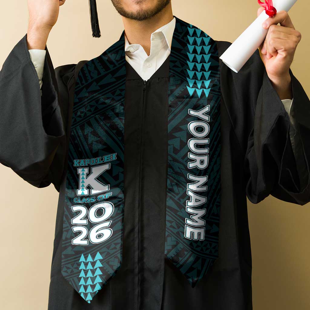 Custom Hawaii Kapolei High School Graduation Stole Kakau Pattern