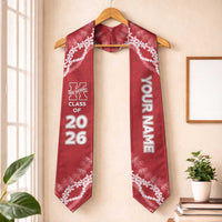 Custom Hawaii Kauai High School Graduation Stole Tapa Pattern With Leis LT05 One Size Red - Polynesian Pride