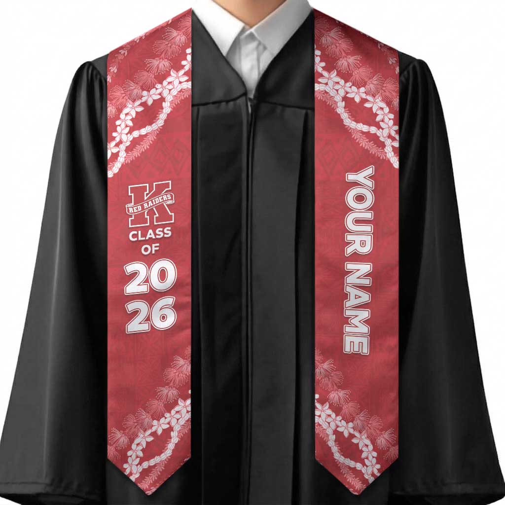 Custom Hawaii Kauai High School Graduation Stole Tapa Pattern With Leis LT05 - Polynesian Pride