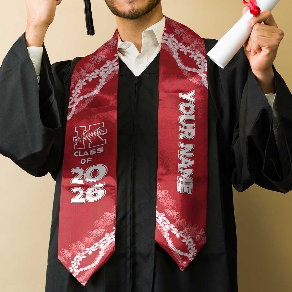 Custom Hawaii Kauai High School Graduation Stole Tapa Pattern With Leis LT05 - Polynesian Pride
