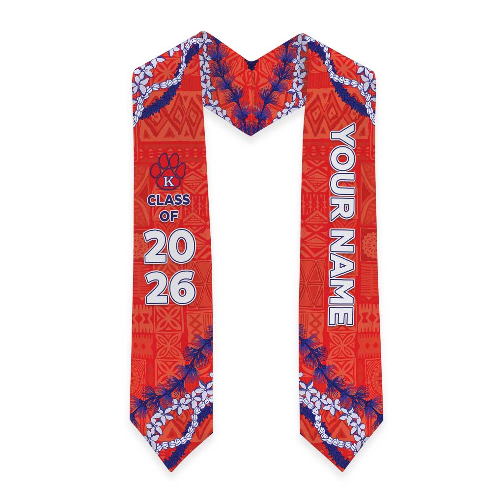 Custom Hawaii Keaau High School Graduation Stole Tapa Pattern With Leis LT05 - Polynesian Pride
