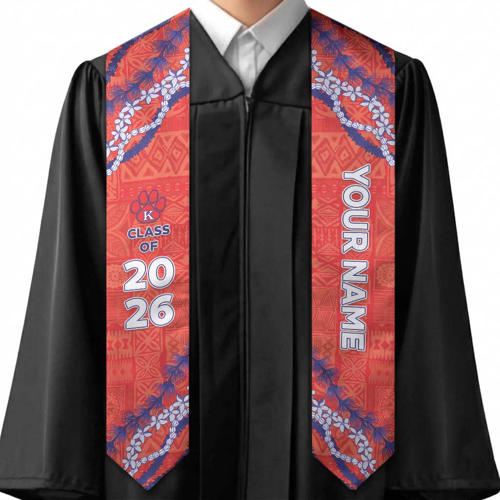 Custom Hawaii Keaau High School Graduation Stole Tapa Pattern With Leis LT05 - Polynesian Pride
