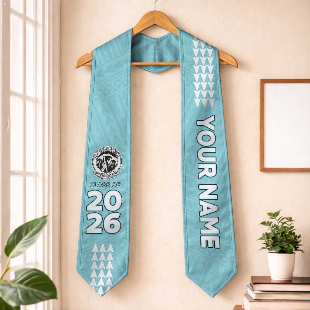 Custom Hawaii King Kekaulike High School Graduation Stole Kakau Pattern LT05 One Size Teal - Polynesian Pride