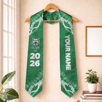 Custom Hawaii Konawaena High School Graduation Stole Tapa Pattern With Leis LT05 One Size Green - Polynesian Pride
