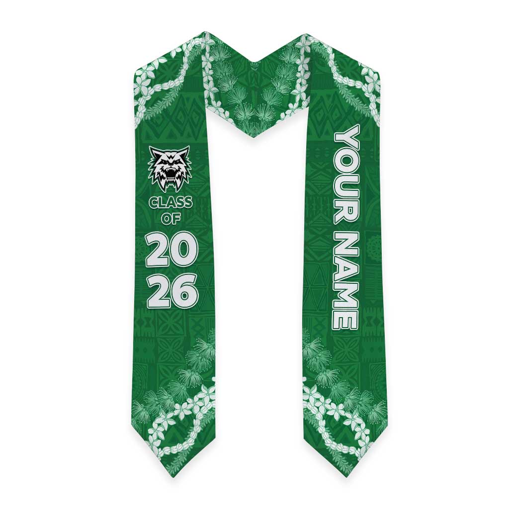 Custom Hawaii Konawaena High School Graduation Stole Tapa Pattern With Leis LT05 - Polynesian Pride