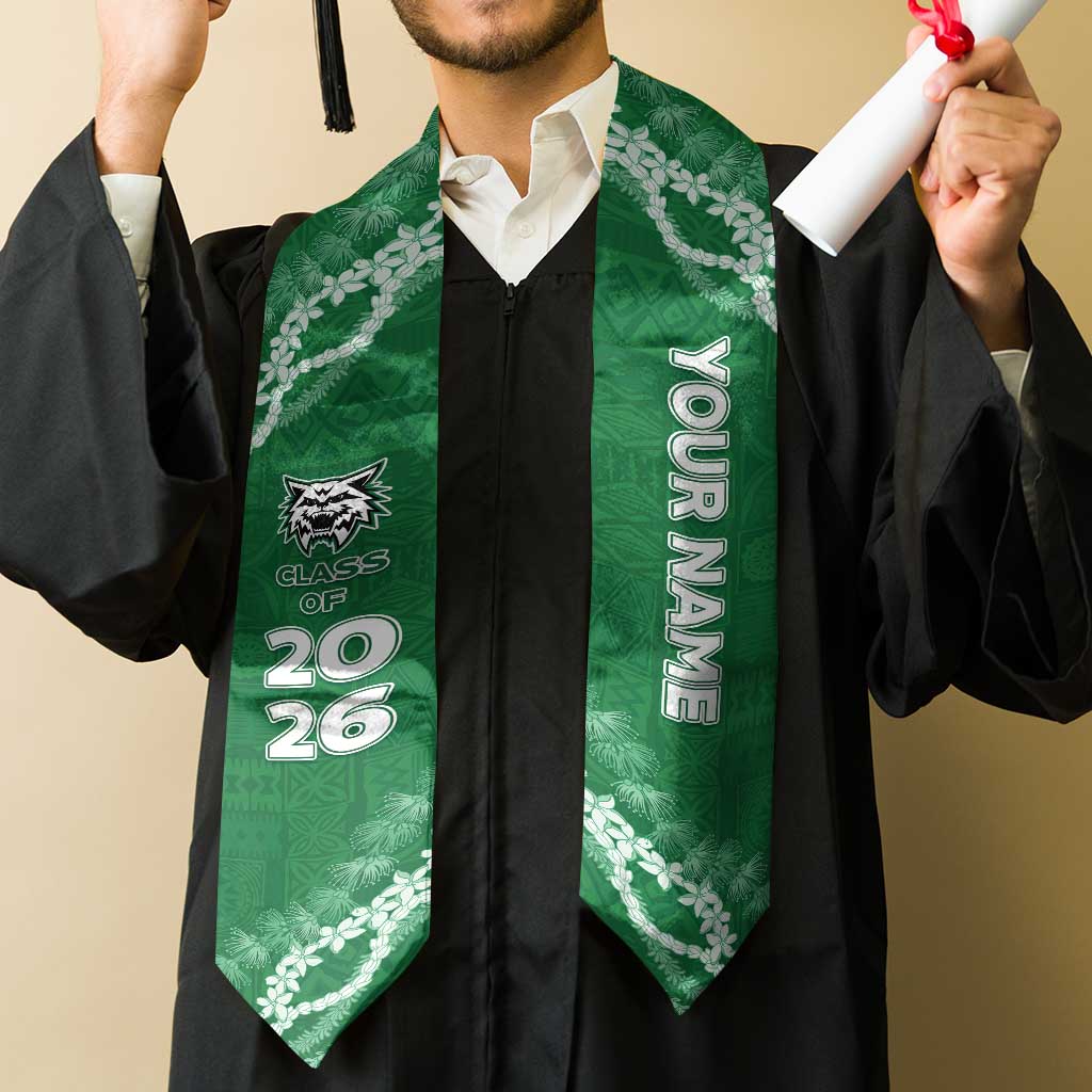 Custom Hawaii Konawaena High School Graduation Stole Tapa Pattern With Leis LT05 - Polynesian Pride
