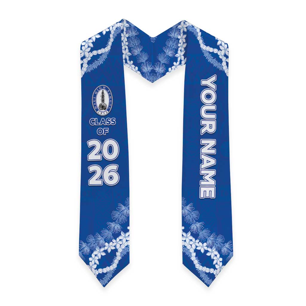 Custom Hawaii Maui High School Graduation Stole Tapa Pattern With Leis LT05 - Polynesian Pride