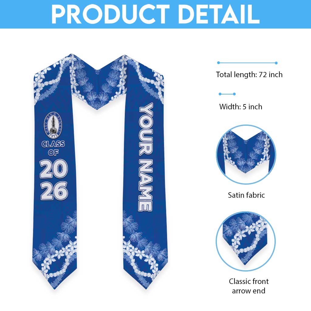 Custom Hawaii Maui High School Graduation Stole Tapa Pattern With Leis LT05 - Polynesian Pride