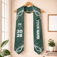Custom Hawaii Molokai High School Graduation Stole Tapa Pattern With Leis LT05 One Size Green - Polynesian Pride