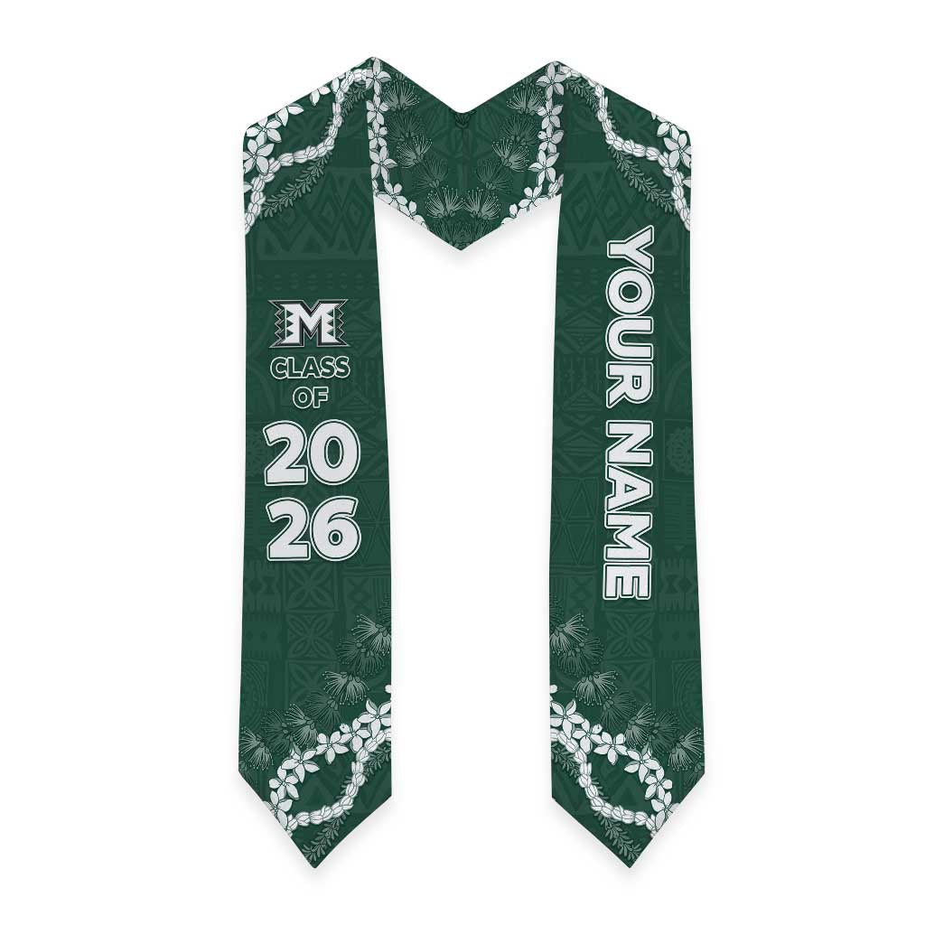 Custom Hawaii Molokai High School Graduation Stole Tapa Pattern With Leis LT05 - Polynesian Pride