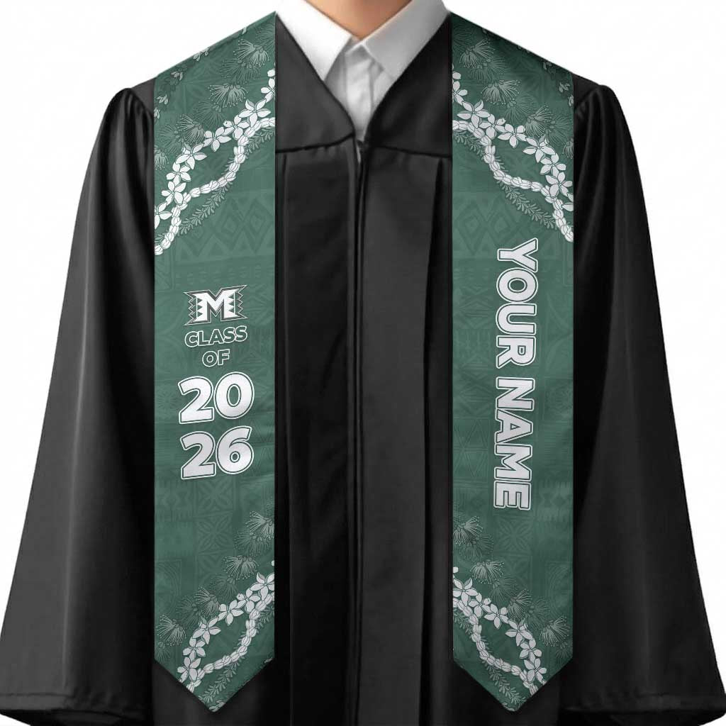Custom Hawaii Molokai High School Graduation Stole Tapa Pattern With Leis LT05 - Polynesian Pride