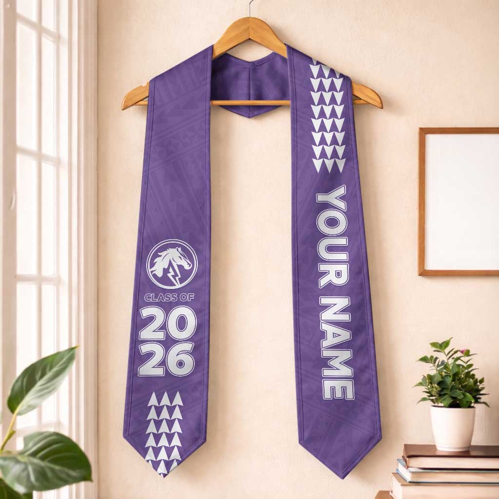 Custom Hawaii Pearl City High School Graduation Stole Kakau Pattern LT05 One Size Purple - Polynesian Pride