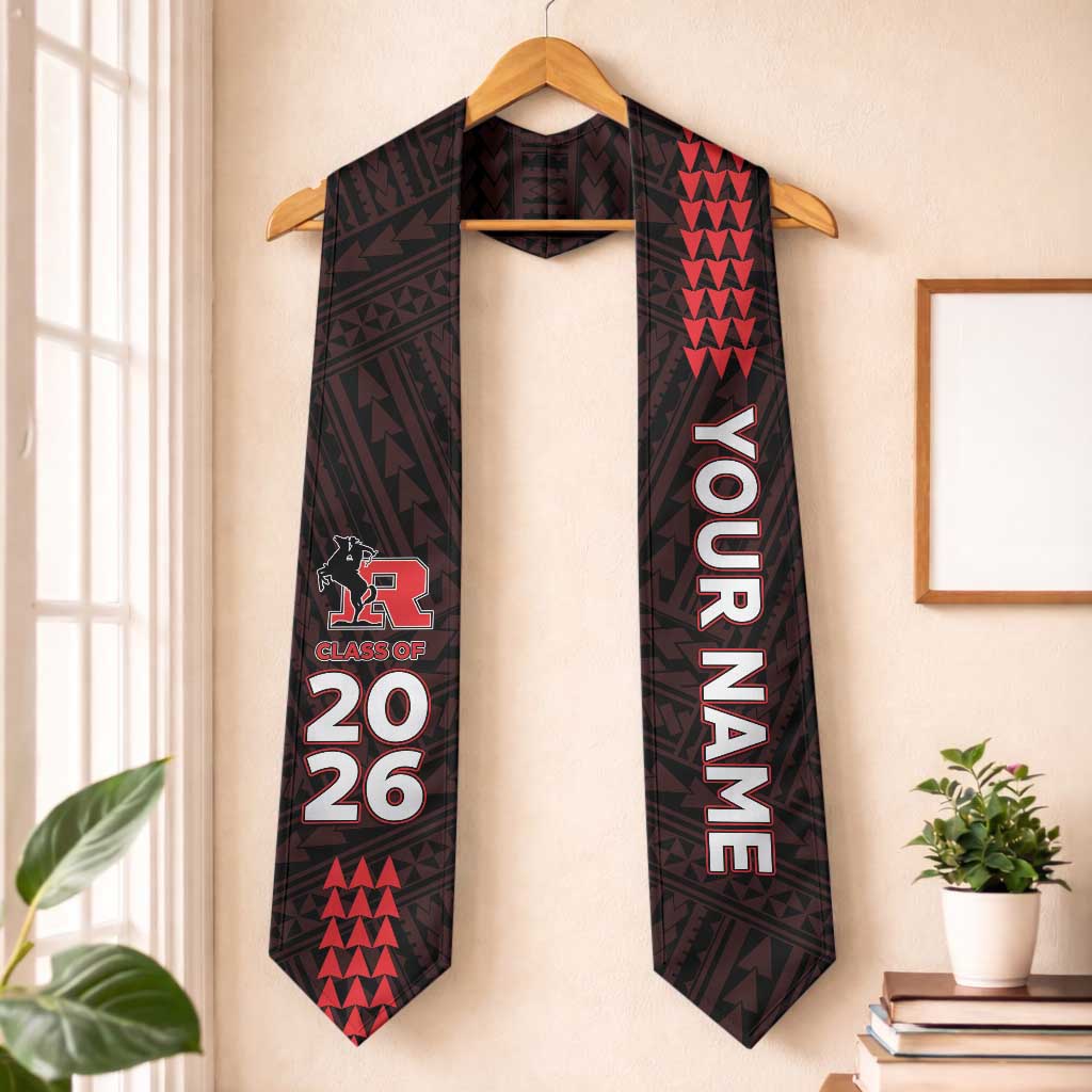 Custom Hawaii Roosevelt High School Graduation Stole Kakau Pattern LT05 One Size Black - Polynesian Pride
