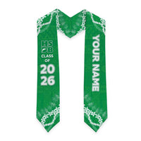 Custom Hawaii School For The Deaf And The Blind Graduation Stole Tapa Pattern With Leis LT05 - Polynesian Pride