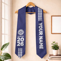 Custom Hawaii Waiakea High School Graduation Stole Kakau Pattern LT05 One Size Blue - Polynesian Pride