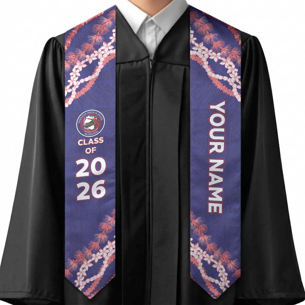 Custom Hawaii Waianae High School Graduation Stole Tapa Pattern With Leis LT05 - Polynesian Pride