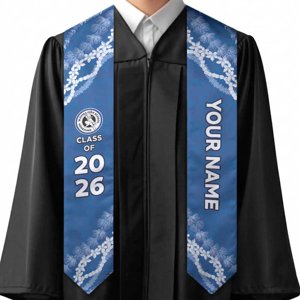 Custom Hawaii Waimea High School Graduation Stole Tapa Pattern With Leis LT05 - Polynesian Pride