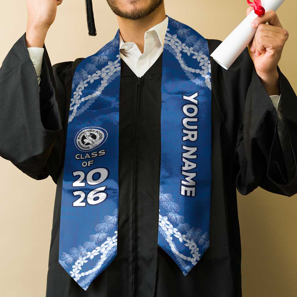 Custom Hawaii Waimea High School Graduation Stole Tapa Pattern With Leis LT05 - Polynesian Pride