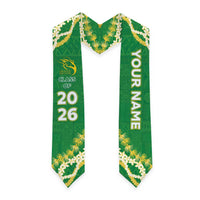 Custom Honokaa High And Intermediate School Graduation Stole Tapa Pattern With Leis LT05 - Polynesian Pride