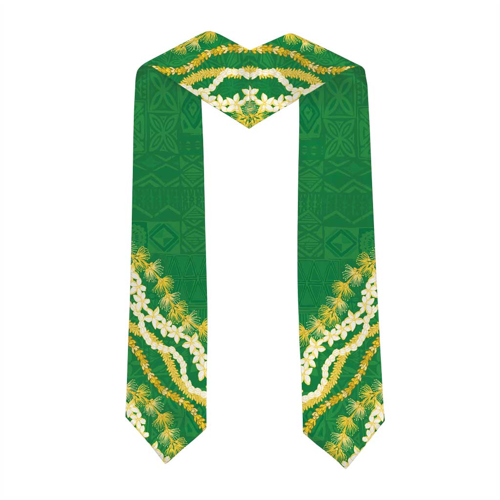 Custom Honokaa High And Intermediate School Graduation Stole Tapa Pattern With Leis LT05 - Polynesian Pride