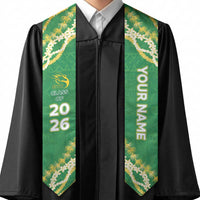 Custom Honokaa High And Intermediate School Graduation Stole Tapa Pattern With Leis LT05 - Polynesian Pride