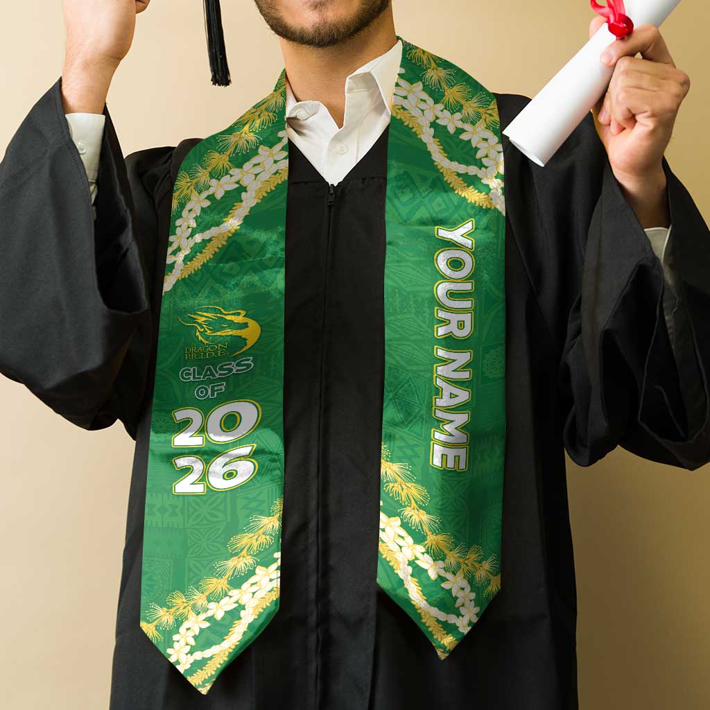 Custom Honokaa High And Intermediate School Graduation Stole Tapa Pattern With Leis LT05 - Polynesian Pride