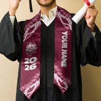 Custom H.P. Baldwin High School Graduation Stole Tapa Pattern With Leis LT05 - Polynesian Pride