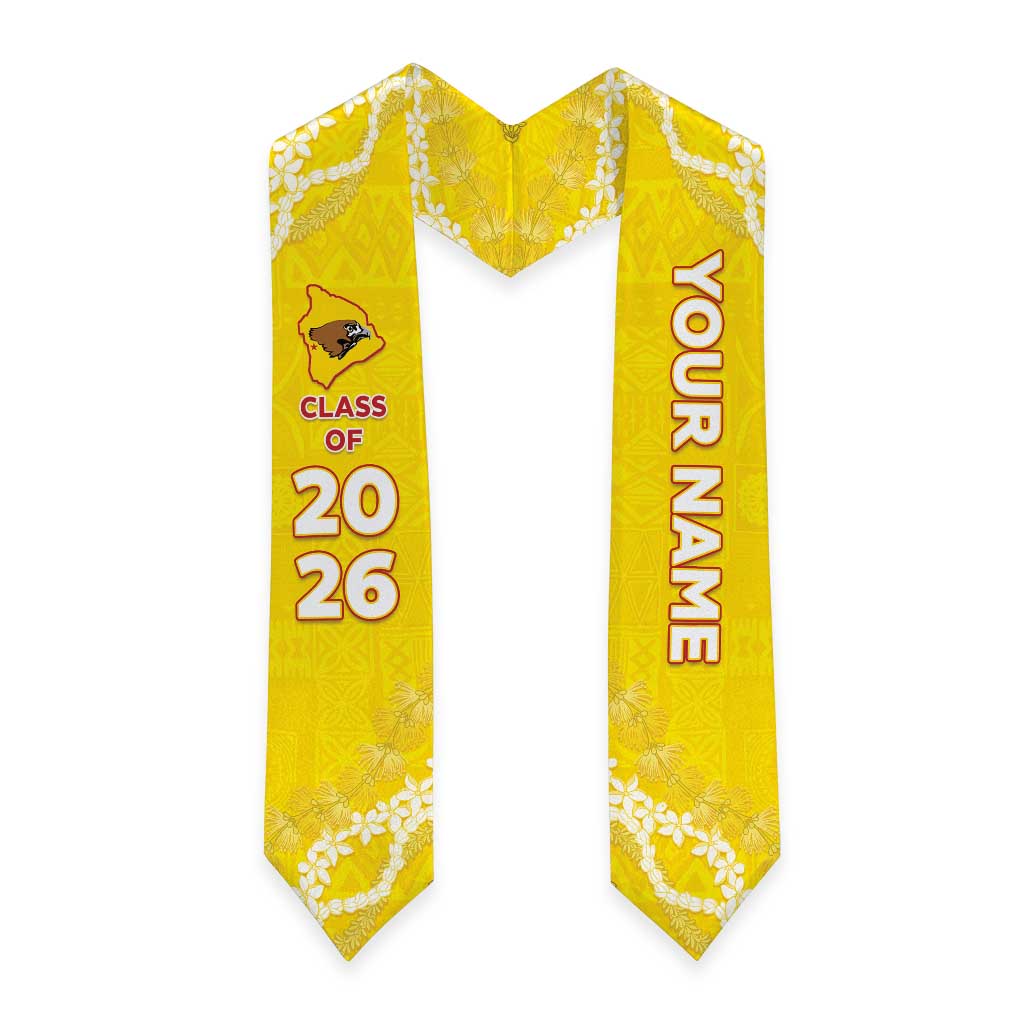 Custom Ke Kula O Ehunuikaimalino Graduation Stole Tapa Pattern With Leis LT05 - Polynesian Pride