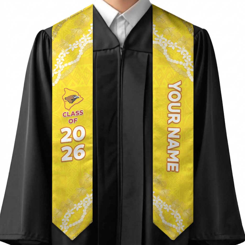 Custom Ke Kula O Ehunuikaimalino Graduation Stole Tapa Pattern With Leis LT05 - Polynesian Pride