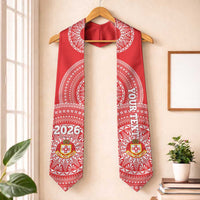 Custom Kolisi Tonga Atele Graduation Stole Class Of Year Tongan Ngatu Pattern LT14 One Size Red - Polynesian Pride