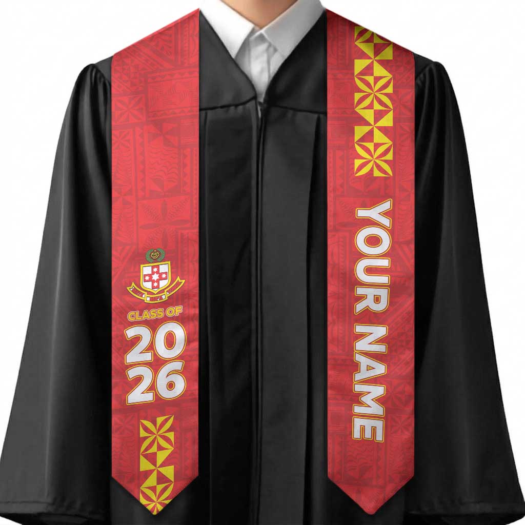 Custom Kolisi Tonga Graduation Stole Tongan Ngatu Pattern LT05 - Polynesian Pride