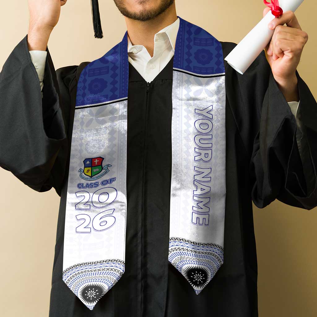 Custom Lelean Memorial School Graduation Stole With Fijian Tapa Pattern LT05 - Polynesian Pride