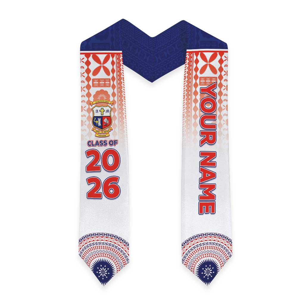 Custom Marist Brothers High School Graduation Stole With Fijian Tapa Pattern