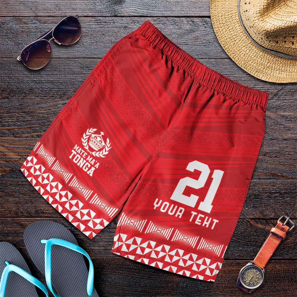 Custom Mate Ma'a Tonga Heritage Shorts for Men Pacific Tribal Rugby Red Edition LT9 Red - Polynesian Pride