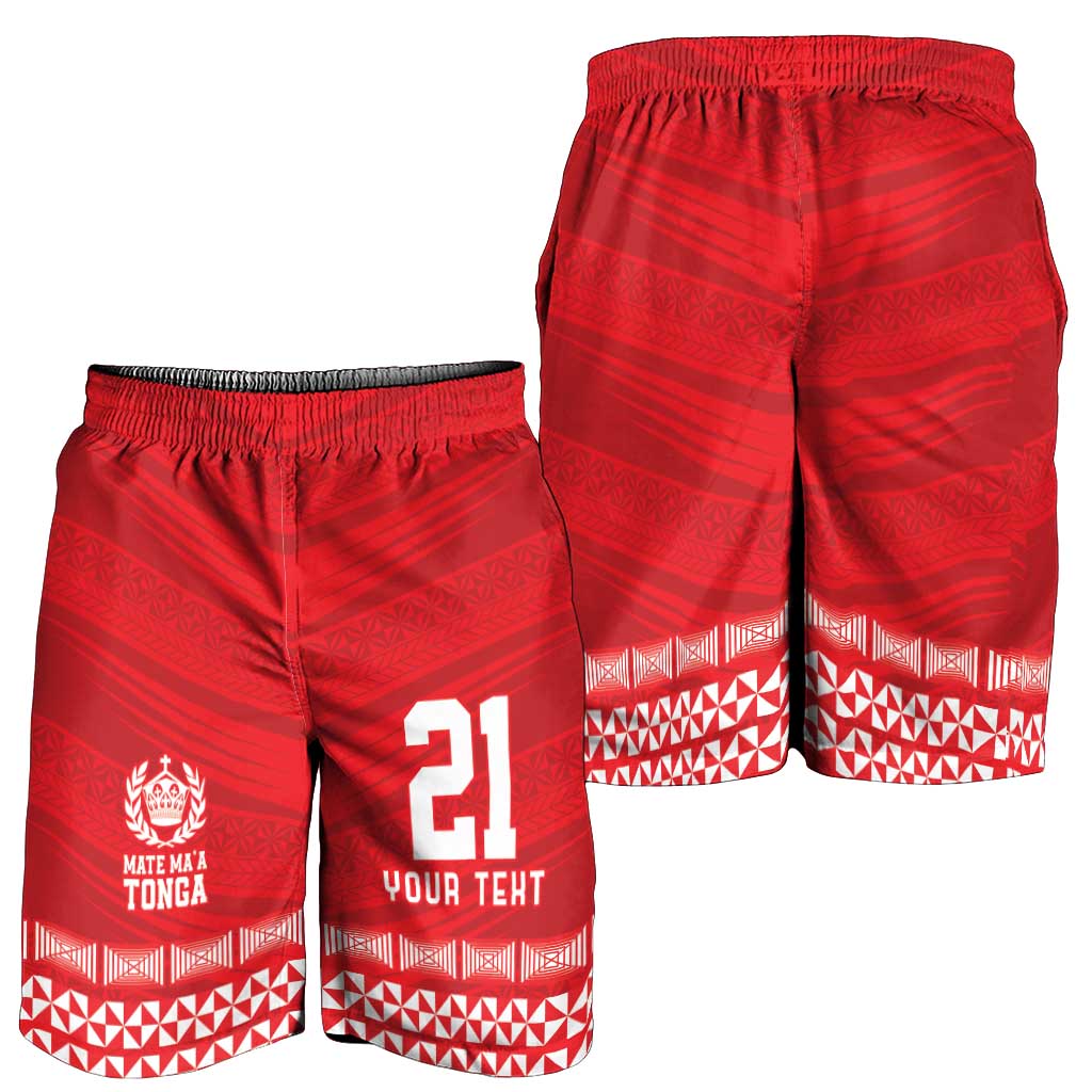 Custom Mate Ma'a Tonga Heritage Shorts for Men Pacific Tribal Rugby Red Edition LT9 - Polynesian Pride