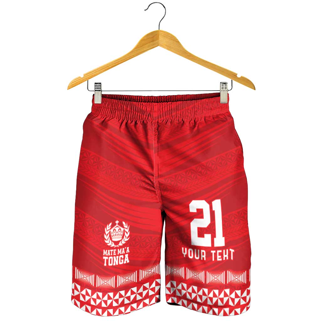 Custom Mate Ma'a Tonga Heritage Shorts for Men Pacific Tribal Rugby Red Edition LT9 - Polynesian Pride