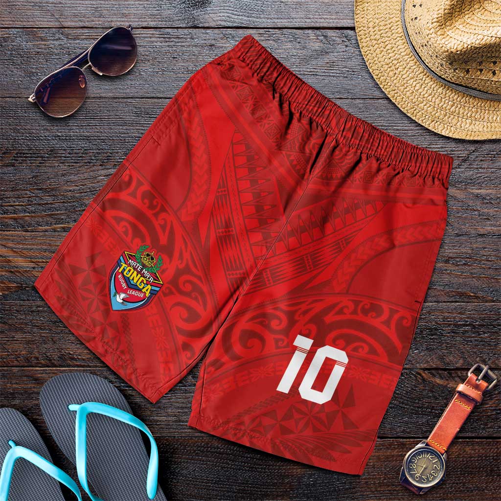 Custom Mate Ma'a Tonga Rugby Shorts for Men Ngatu Tribal Motifs Sporty Style - Polynesian Pride