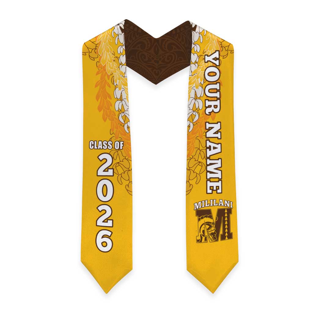 Custom Mililani Hawaii High School Graduation Stole Class Of Year Puakenikeni Lei Hawaiian Pattern LT14 - Polynesian Pride