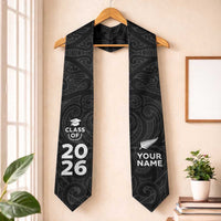 Custom New Zealand Aotearoa Graduation Stole Maori Pattern LT05 One Size Black - Polynesian Pride